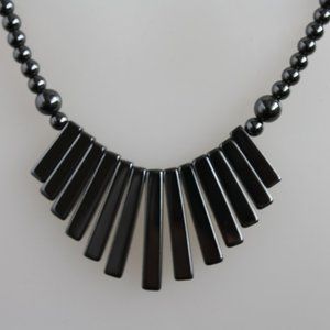 Hematite Bib Necklace steely gray Classic Statement piece Hematite jewelry